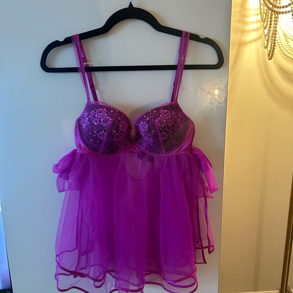 Victoria's Secret Pink Chemise with Sheer Ruffles